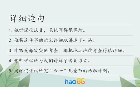 详细造句