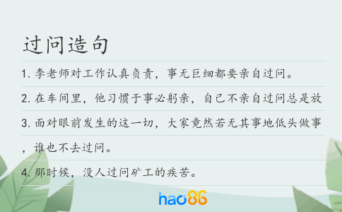 过问造句