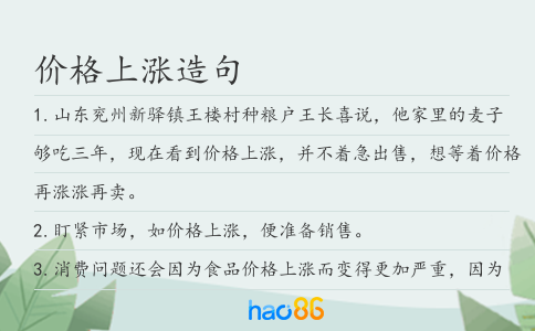 价格上涨造句
