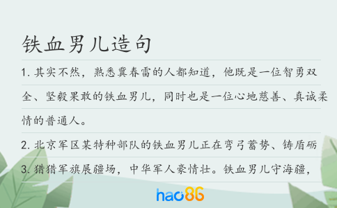 铁血男儿造句