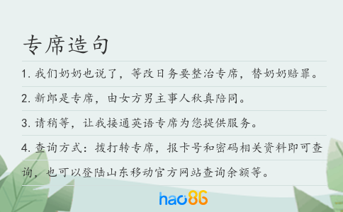 专席造句