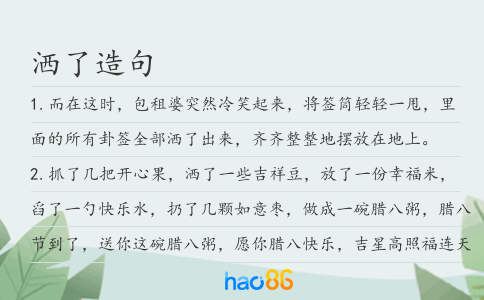 洒了造句