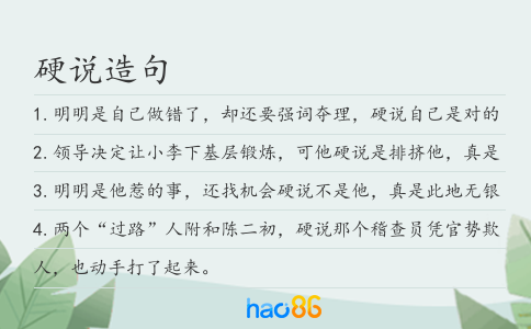 硬说造句