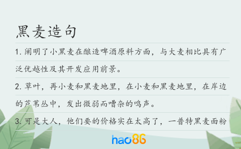 黑麦造句