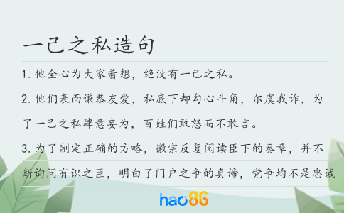 一己之私造句