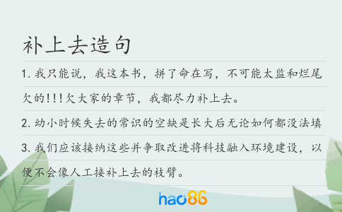 补上去造句
