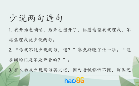 少说两句造句