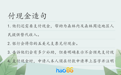 付现金造句