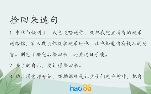 捡回来造句