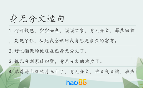 身无分文造句
