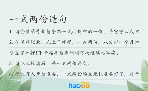 一式两份造句