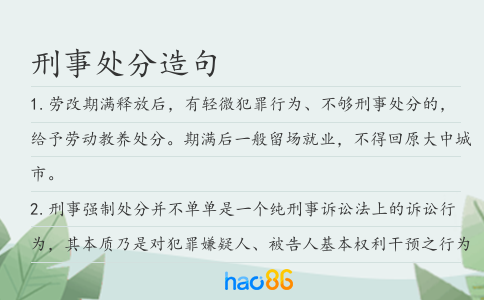 刑事处分造句