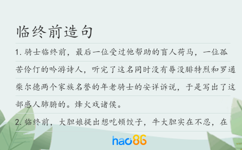 临终前造句