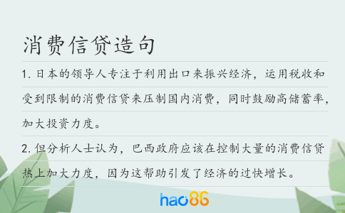 消费信贷造句