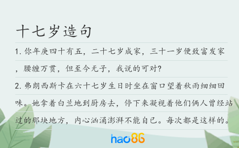 十七岁造句