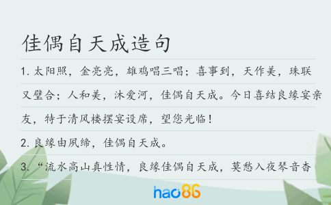 佳偶自天成造句