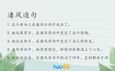 凄风造句