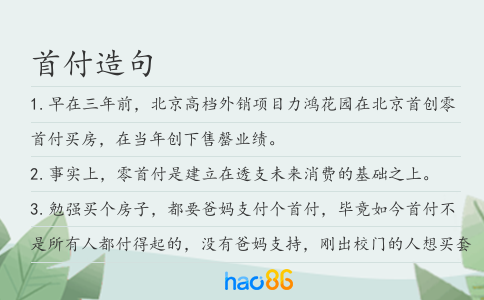 首付造句