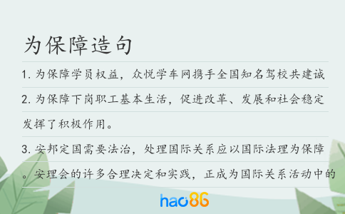 为保障造句