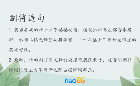 副将造句