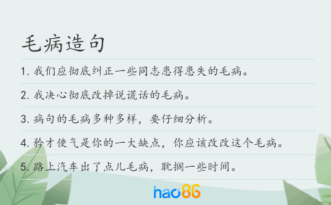 毛病造句