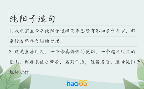 纯阳子造句