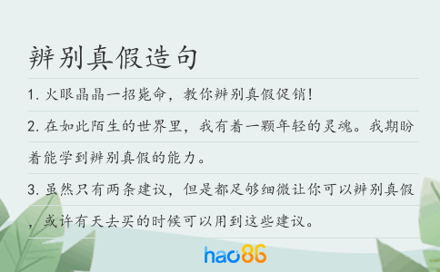 辨别真假造句