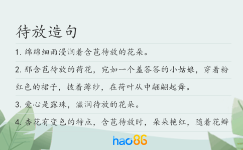 待放造句