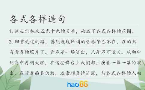 各式各样造句