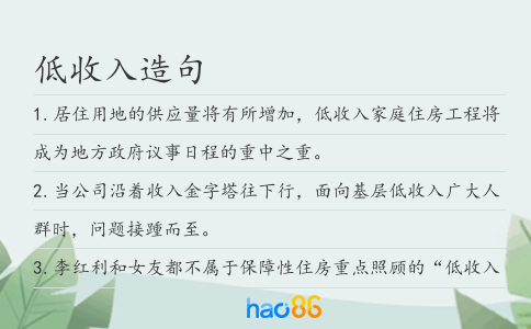 低收入造句