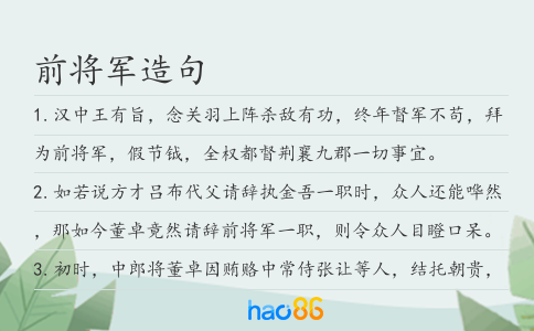 前将军造句