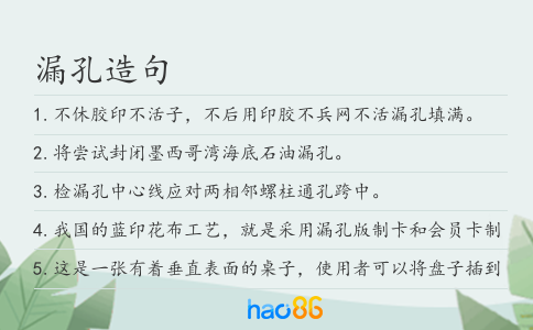 漏孔造句
