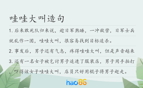 哇哇大叫造句