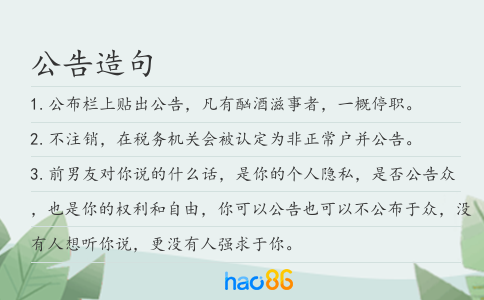 公告造句