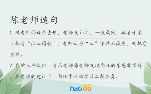 陈老师造句
