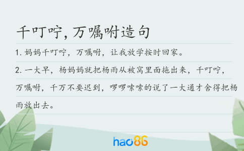 千叮咛,万嘱咐造句