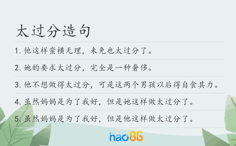 太过分造句