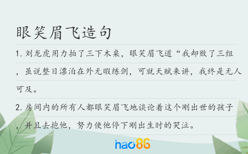 眼笑眉飞造句