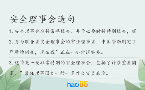 安全理事会造句