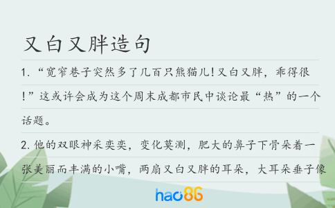 又白又胖造句