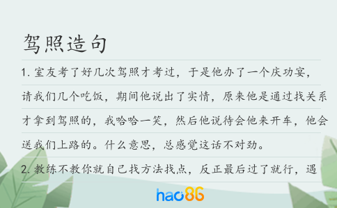 驾照造句