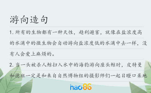 游向造句