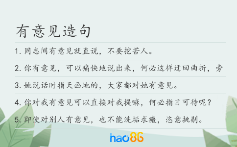有意见造句