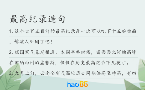 最高纪录造句
