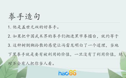 拳手造句