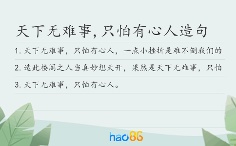 天下无难事,只怕有心人造句