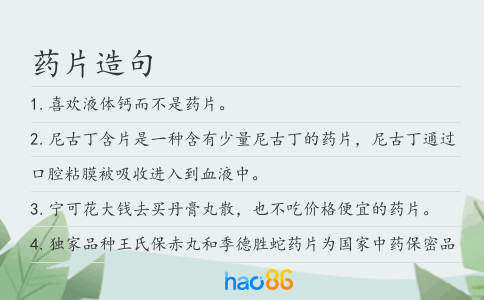 药片造句