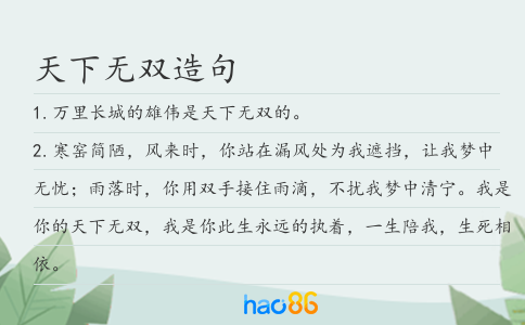 天下无双造句