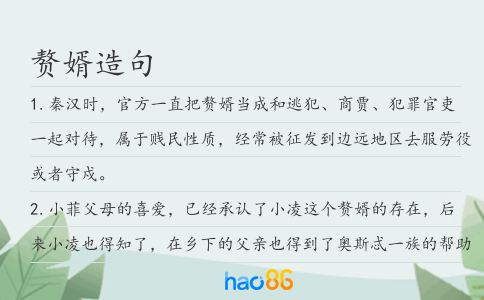 赘婿造句