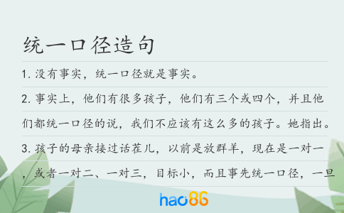 统一口径造句